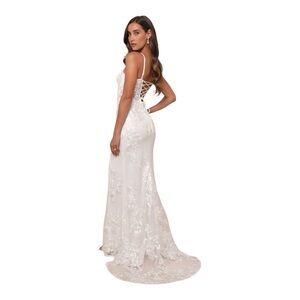 Lulus Ethereal Elegance White Embroidered Lace Up Maxi Dress
